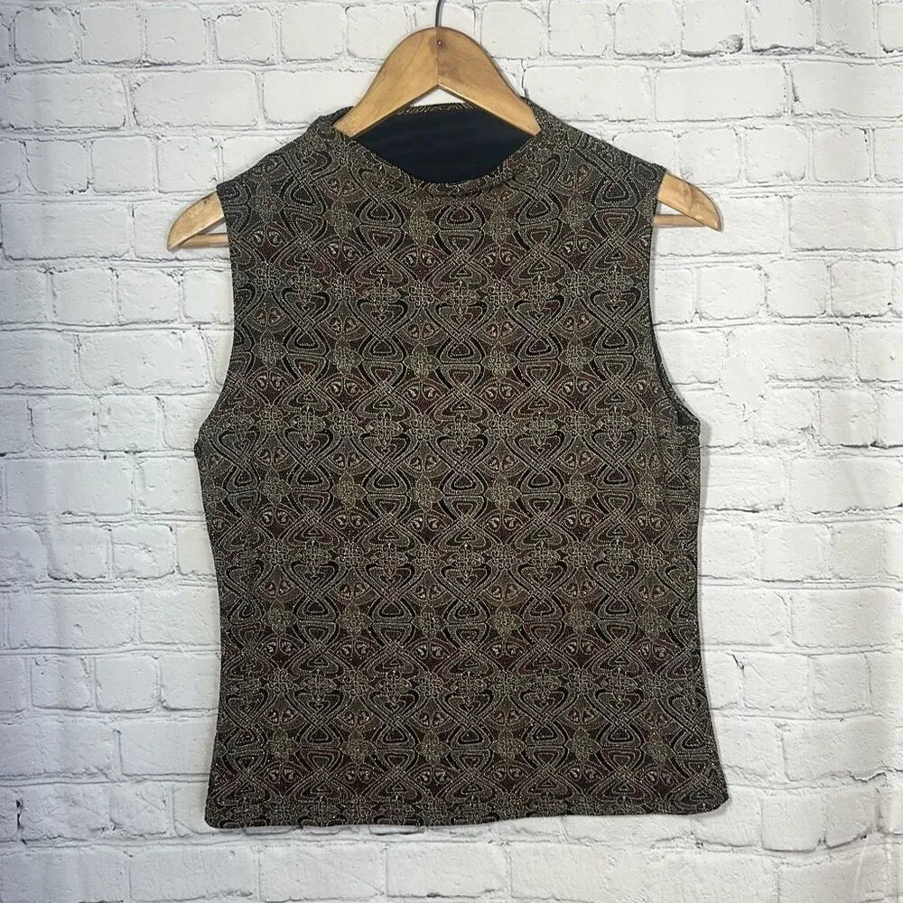 Vintage JKLA California Sleeveless Blouse Evening Cocktail Shirt S Small USA